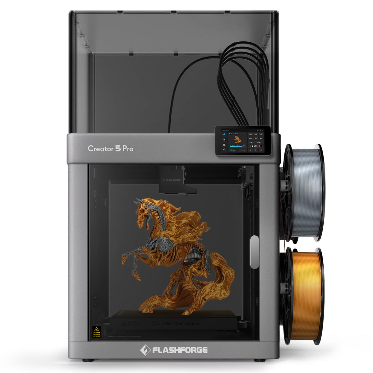 FLASHFORGE Creator 5 Pro Industrial 3D Printer, 65°C Active Heated Chamber, HEPA13 Air Filtration, 4-Extruder Independent System, 600mm/s High-Speed Printing, 256mm³Build Volume