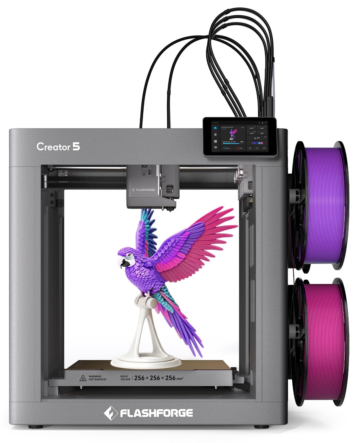 FLASHFORGE Creator 5 4-Toolhead Changer 3D Printer, Multi-Color & Multi-Material Printing, Near-Zero Waste System, 7s FlashSwap, Clean Support Removal, CoreXY 600mm/s Auto Calibration FDM 3D Printer