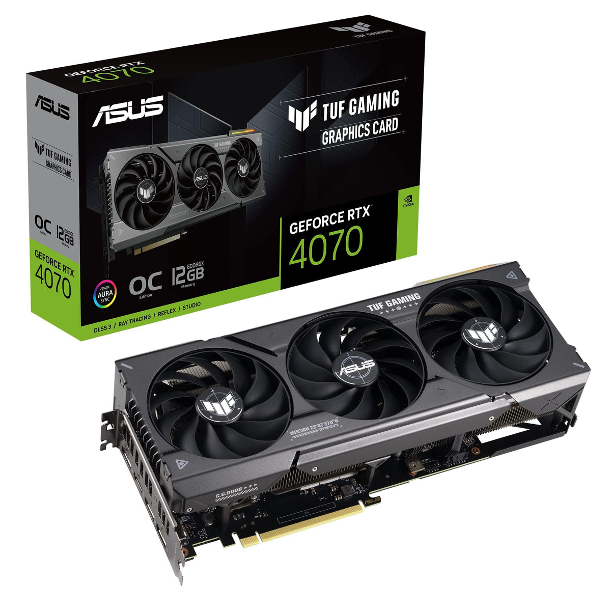 ASUS TUF Gaming NVIDIA GeForce RTX 4070 OC Edition Gaming Graphics Card (PCIe 4.0, 12GB GDDR6X, HDMI 2.1, DisplayPort 1.4a), 3 Year Warranty