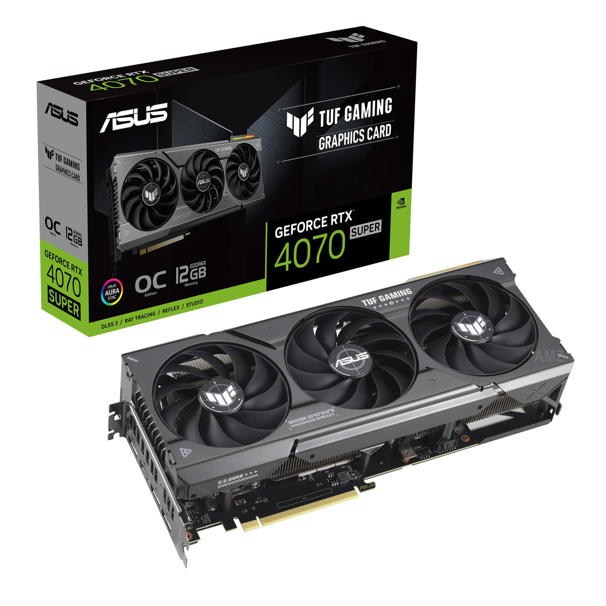 ASUS TUF Gaming GeForce RTX 4070 Super OC Edition Gaming Graphics Card (PCIe 4.0, 12GB GDDR6X, DLSS 3, HDMI 2.1a, DisplayPort 1.4a), 3 Year Warranty