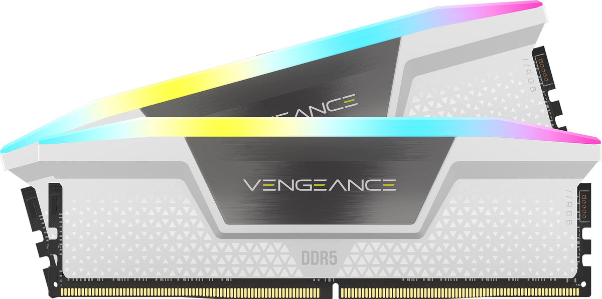 CORSAIR Vengeance RGB DDR5 RAM 32GB (2x16GB) Up to 6000MHz CL36-44-44-96 1.35V Intel XMP 3.0 Desktop Computer Memory - White (CMH32GX5M2E6000C36W)