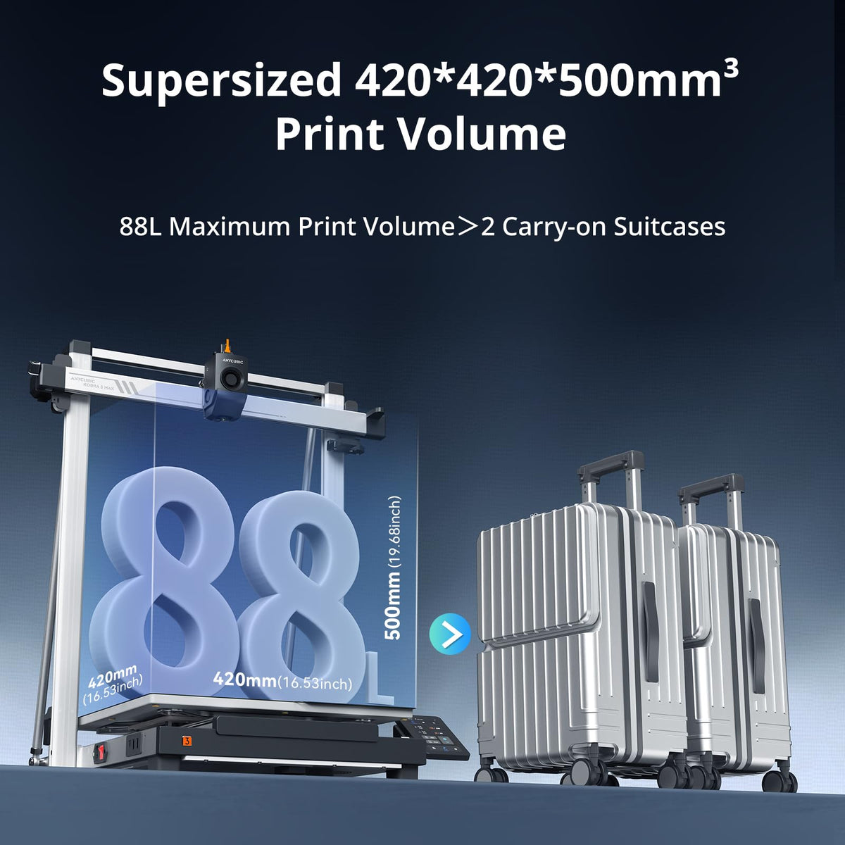 Anycubic Kobra 3 Max 3D Printer Only, Support Multicolor Needs ACE Pro