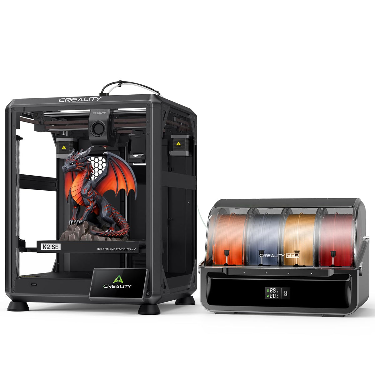 Creality K2 SE Combo 3D Printer, Support Multicolor Printing with CFS, 500mm/s High-Speed, Smart Auto Leveling, Solid Metal Build Frame, Fully Assembled, Next-Gen Extruder, 220×215×245 mm Build Volume