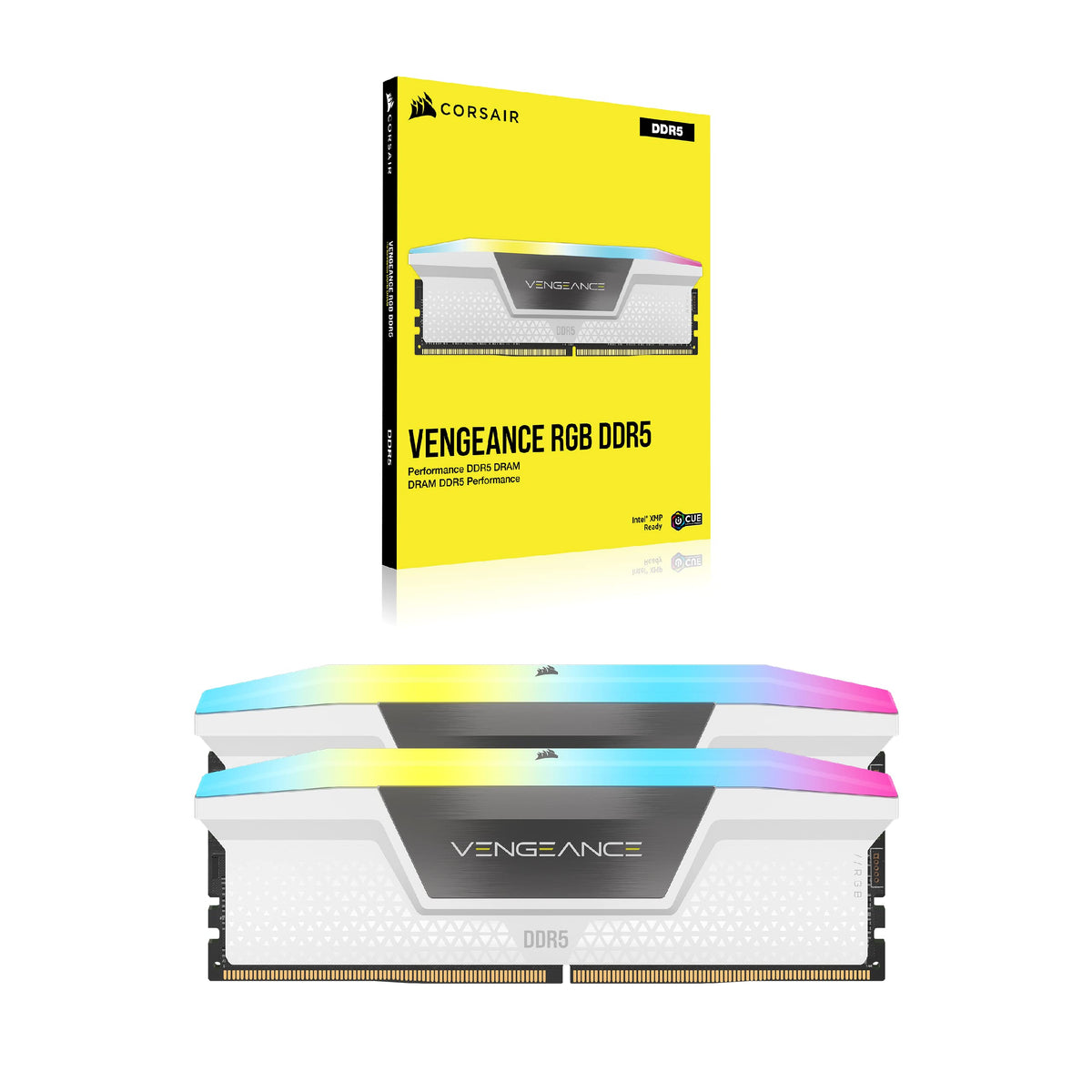 CORSAIR Vengeance RGB DDR5 RAM 32GB (2x16GB) Up to 6000MHz CL36-44-44-96 1.35V Intel XMP 3.0 Desktop Computer Memory - White (CMH32GX5M2E6000C36W)
