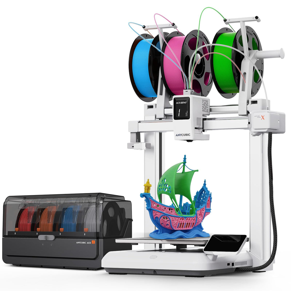 Anycubic Kobra X Combo 3D Printer with ACE 2 Pro, Native 7-Color Printing