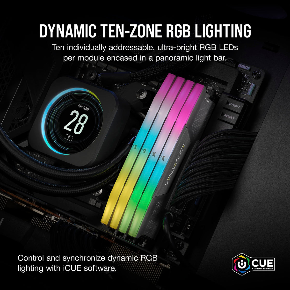 CORSAIR VENGEANCE RGB DDR5 64GB (2x32GB) DDR5 6000MHz CL30 AMD EXPO Intel XMP iCUE Compatible Computer Memory – Gray (CMH64GX5M2B6000Z30)