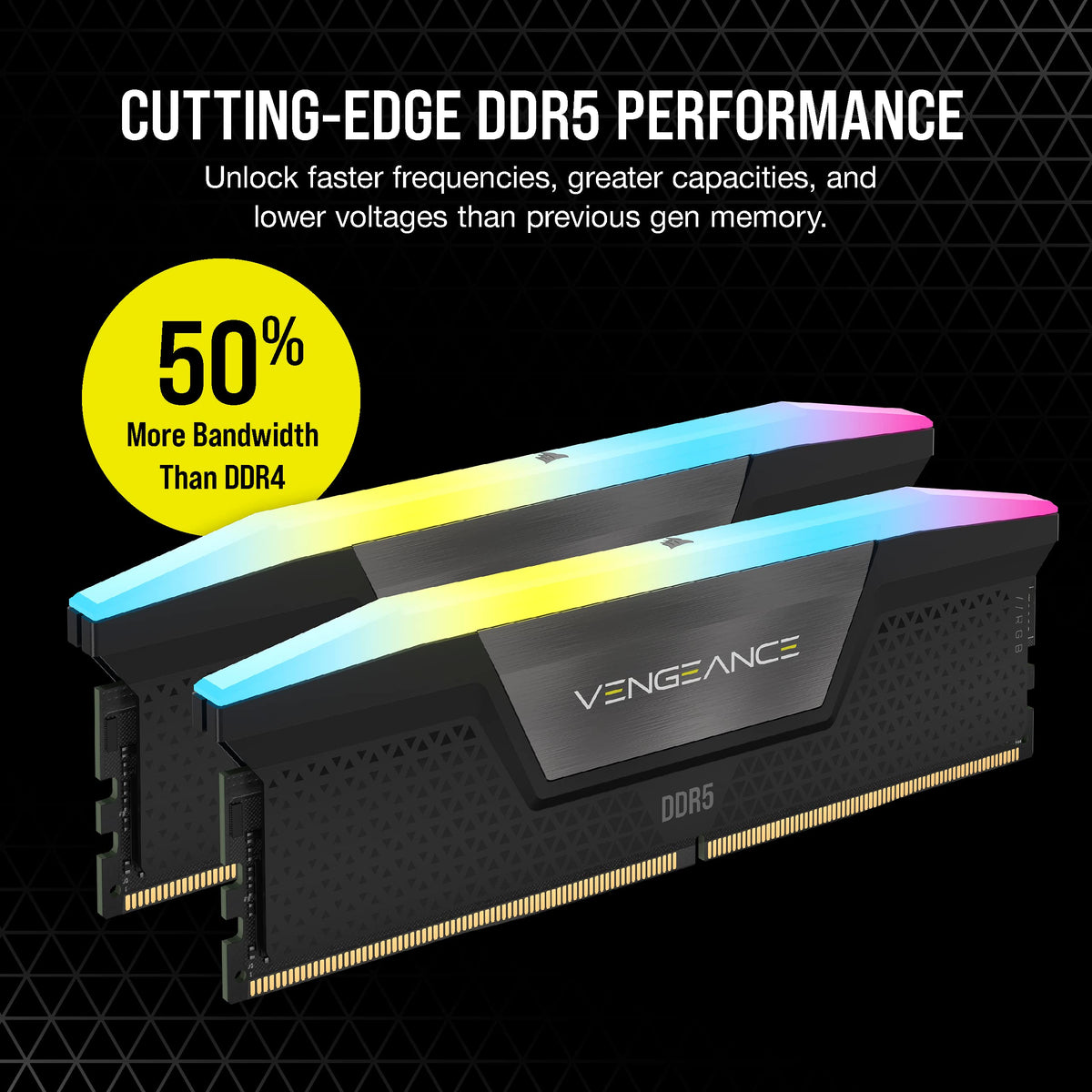 CORSAIR Vengeance RGB DDR5 RAM 32GB (2x16GB) Up to 6000MHz CL30-36-36-76 1.40V AMD EXPO Intel XMP Desktop Computer Memory - Gray (CMH32GX5M2B6000Z30K)