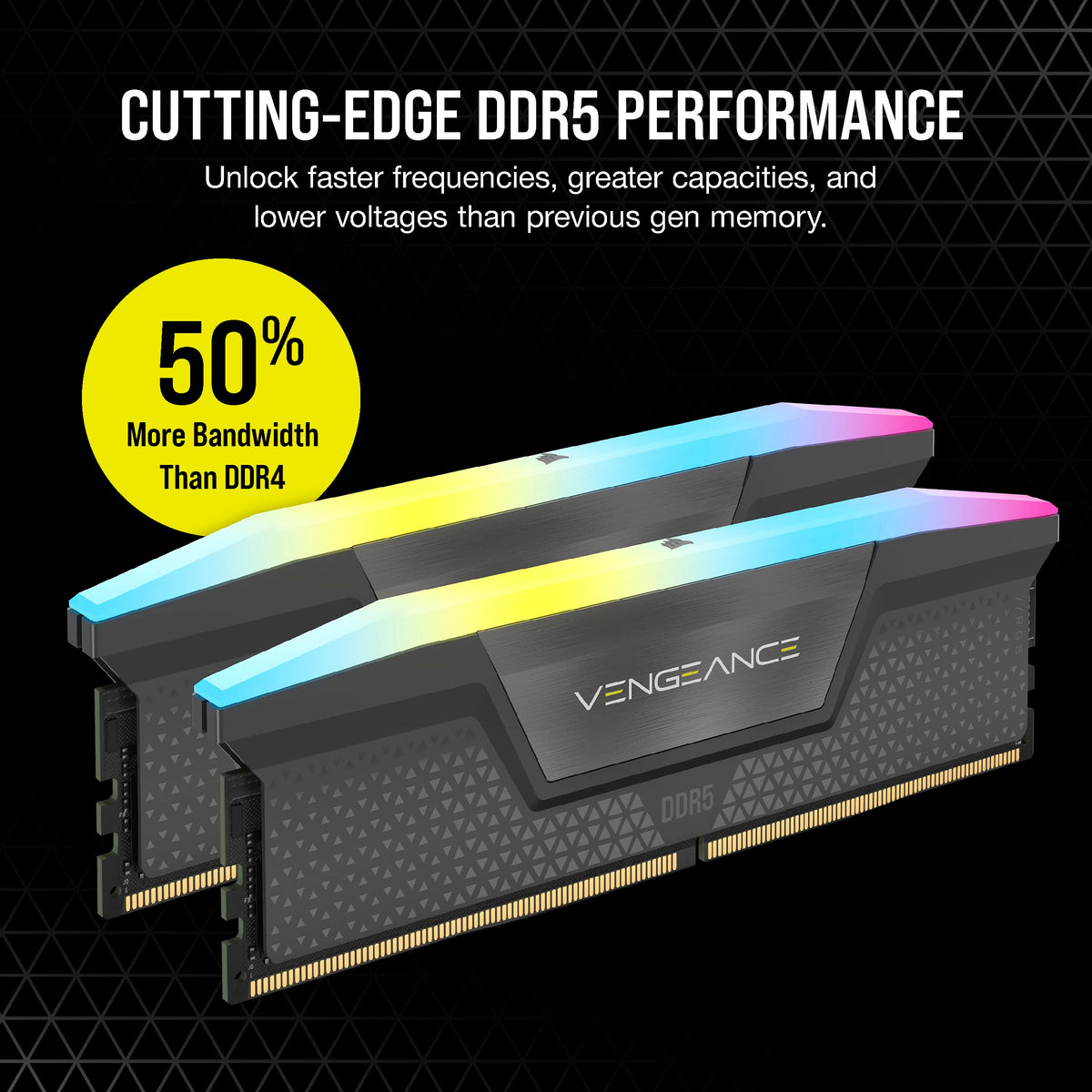 CORSAIR VENGEANCE RGB DDR5 64GB (2x32GB) DDR5 6000MHz CL30 AMD EXPO Intel XMP iCUE Compatible Computer Memory – Gray (CMH64GX5M2B6000Z30)