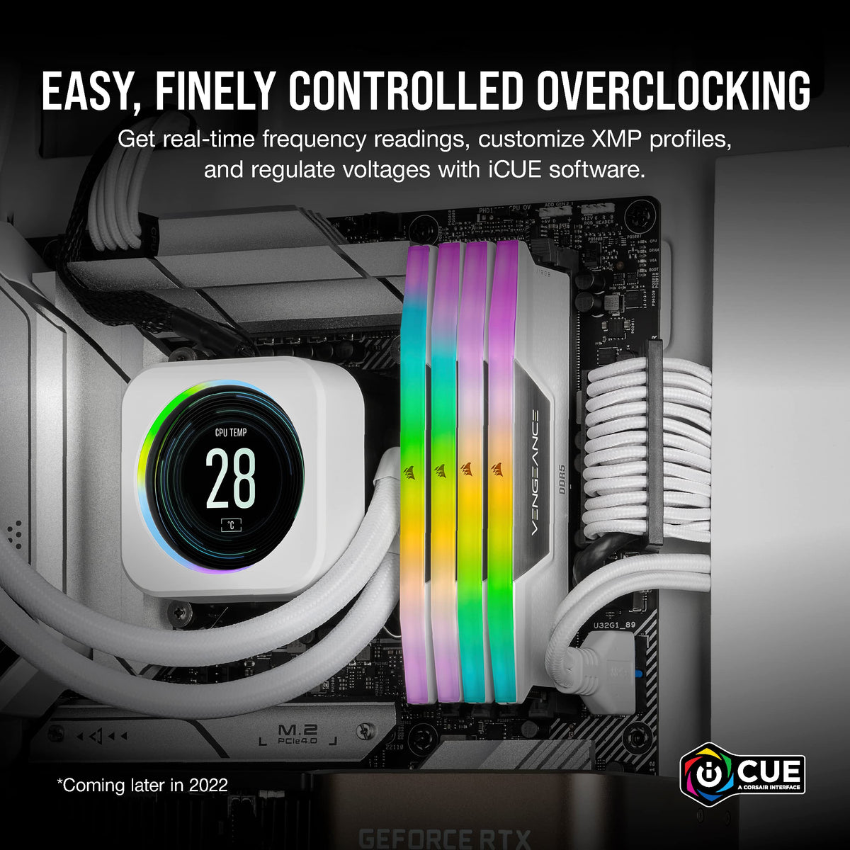 CORSAIR Vengeance RGB DDR5 RAM 32GB (2x16GB) Up to 6000MHz CL36-44-44-96 1.35V Intel XMP 3.0 Desktop Computer Memory - White (CMH32GX5M2E6000C36W)