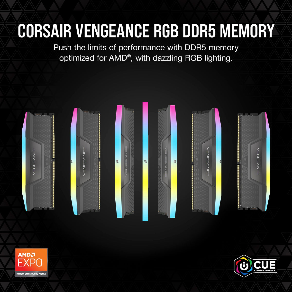 CORSAIR VENGEANCE RGB DDR5 64GB (2x32GB) DDR5 6000MHz CL30 AMD EXPO Intel XMP iCUE Compatible Computer Memory – Gray (CMH64GX5M2B6000Z30)
