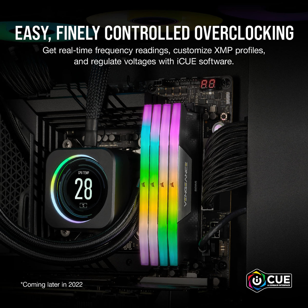 CORSAIR Vengeance RGB DDR5 RAM 32GB (2x16GB) Up to 6000MHz CL30-36-36-76 1.40V AMD EXPO Intel XMP Desktop Computer Memory - Gray (CMH32GX5M2B6000Z30K)